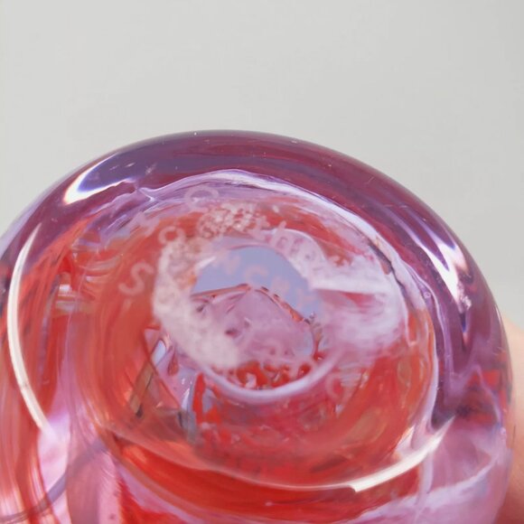 Caithness Moon Crystal Scotland Lt Purple & Red Swirl Blown Glass 2" Paperweight - Picture 4 of 5